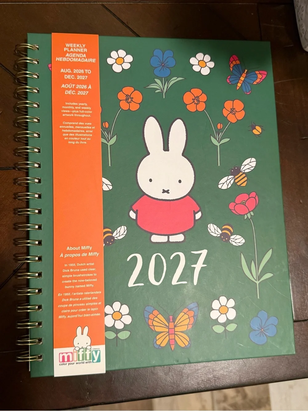 miffy Green Floral 17-month Weekly Spiral Planner: Aug 2026 - Dec 2027 NWT